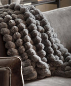 Grey Ribbed Faux Fur Throw - The Farthing