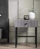 Grey Scalloped Front Side Table with Single Drawer - The Farthing