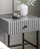 Grey Scalloped Front Side Table with Single Drawer - The Farthing