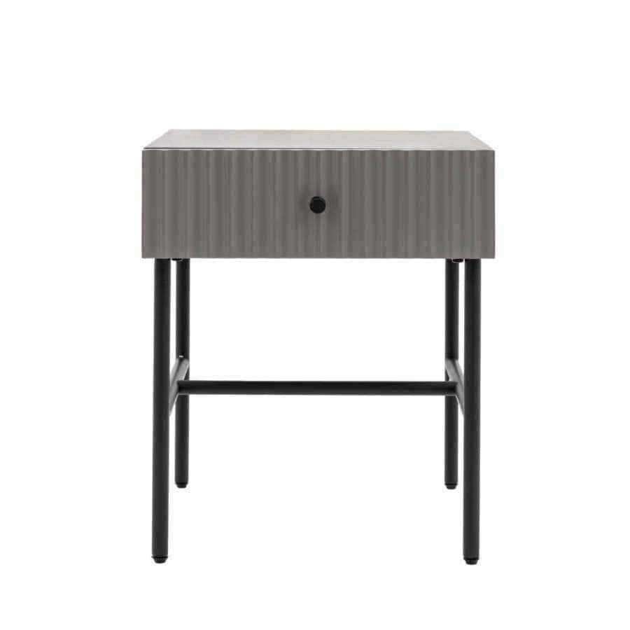Grey Scalloped Front Side Table with Single Drawer - The Farthing