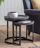 Grey Wash Mango Wood & Iron Nestling Table Set - The Farthing