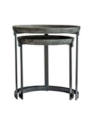 Grey Wash Mango Wood & Iron Nestling Table Set - The Farthing