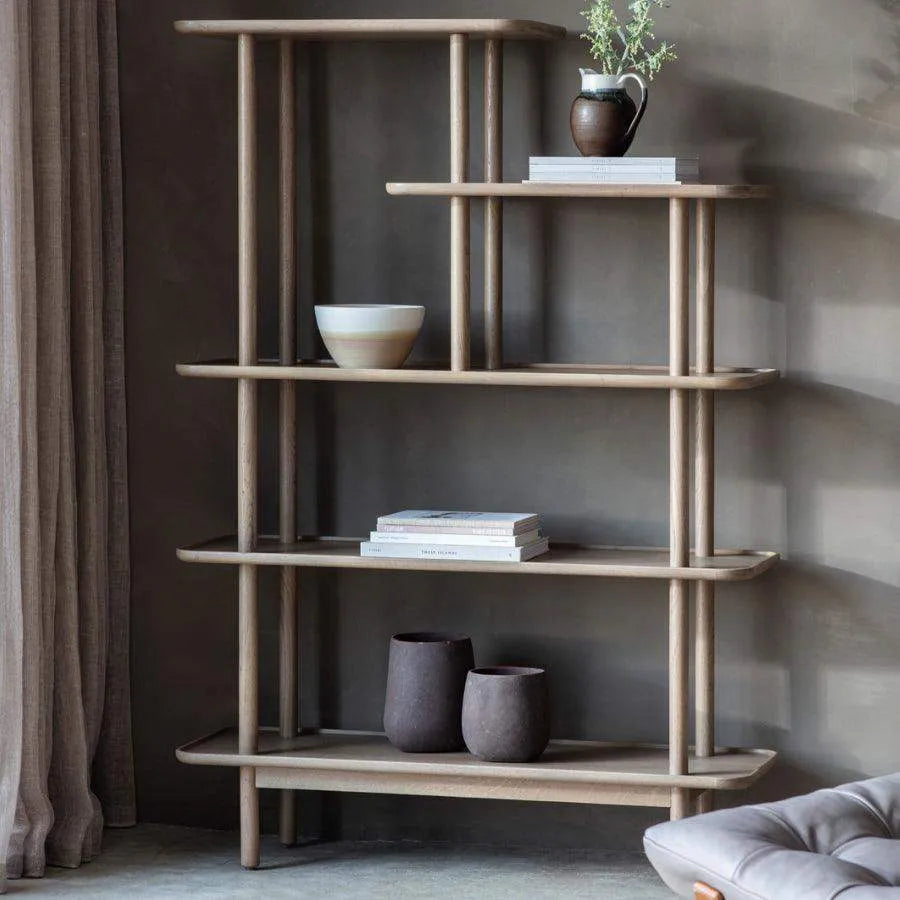 Grey Washed Oak Open Shelf Unit - The Farthing