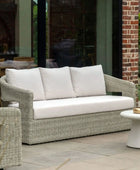 Grey Woven PE Wicker Arc 3 Seater Garden Sofa - The Farthing