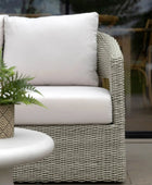 Grey Woven PE Wicker Arc 3 Seater Garden Sofa - The Farthing