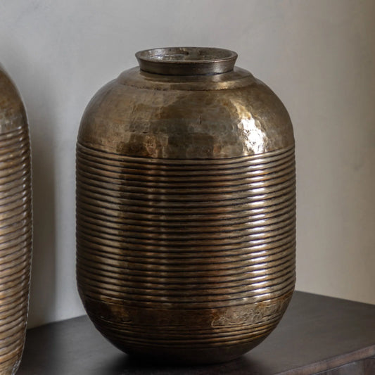 Hammered Metal Gold Vase - The Farthing