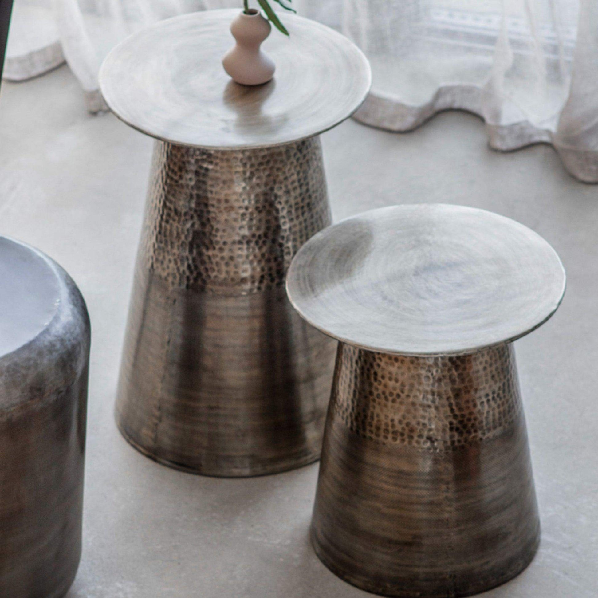 Hammered Texture Double Table Set of 2 Tables - The Farthing