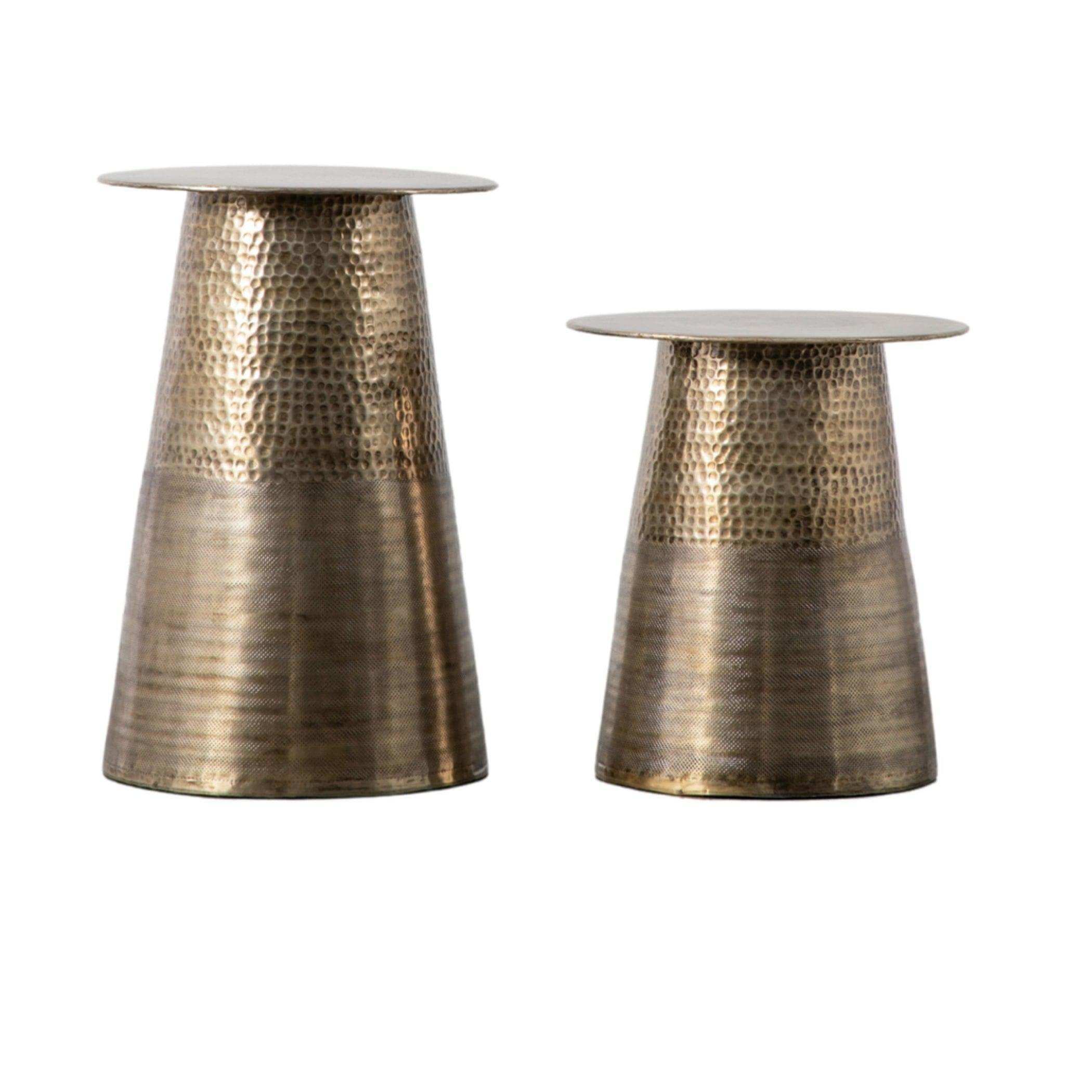 Hammered Texture Double Table Set of 2 Tables - The Farthing