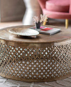 Hand Hammered Round Metal Coffee Table - The Farthing