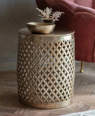 Hand Hammered Round Metal Side Table - The Farthing