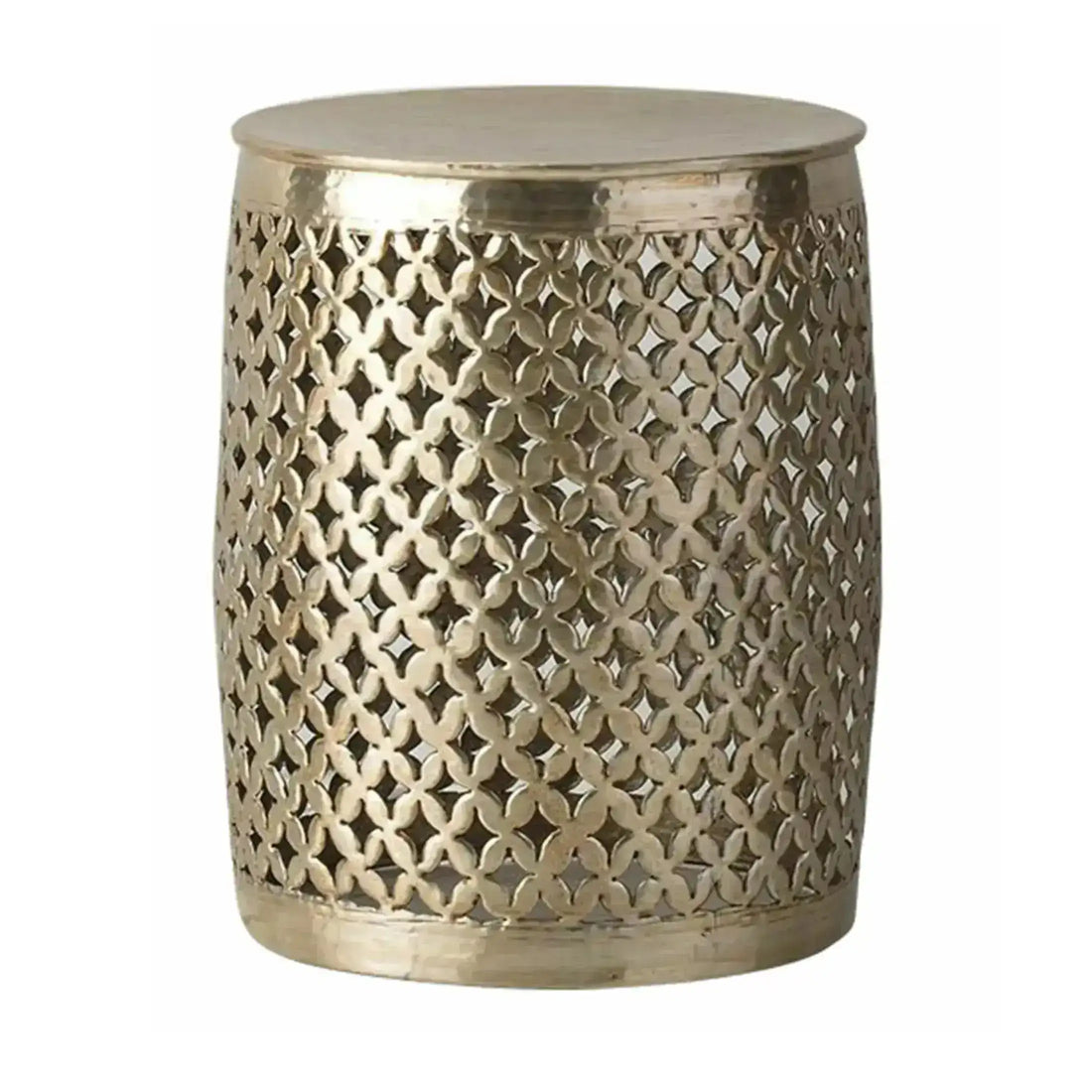 Hand Hammered Round Metal Side Table at the Farthing