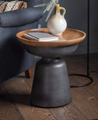 Handmade Metal Pedestal Side Table with Wood Top - The Farthing