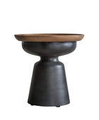 Handmade Metal Pedestal Side Table with Wood Top - The Farthing