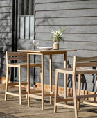 High Outdoor Slatted Wood Bistro Bar Set - The Farthing