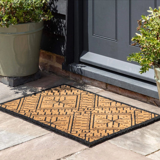 Ikat Patterned Coir Doormat - The Farthing