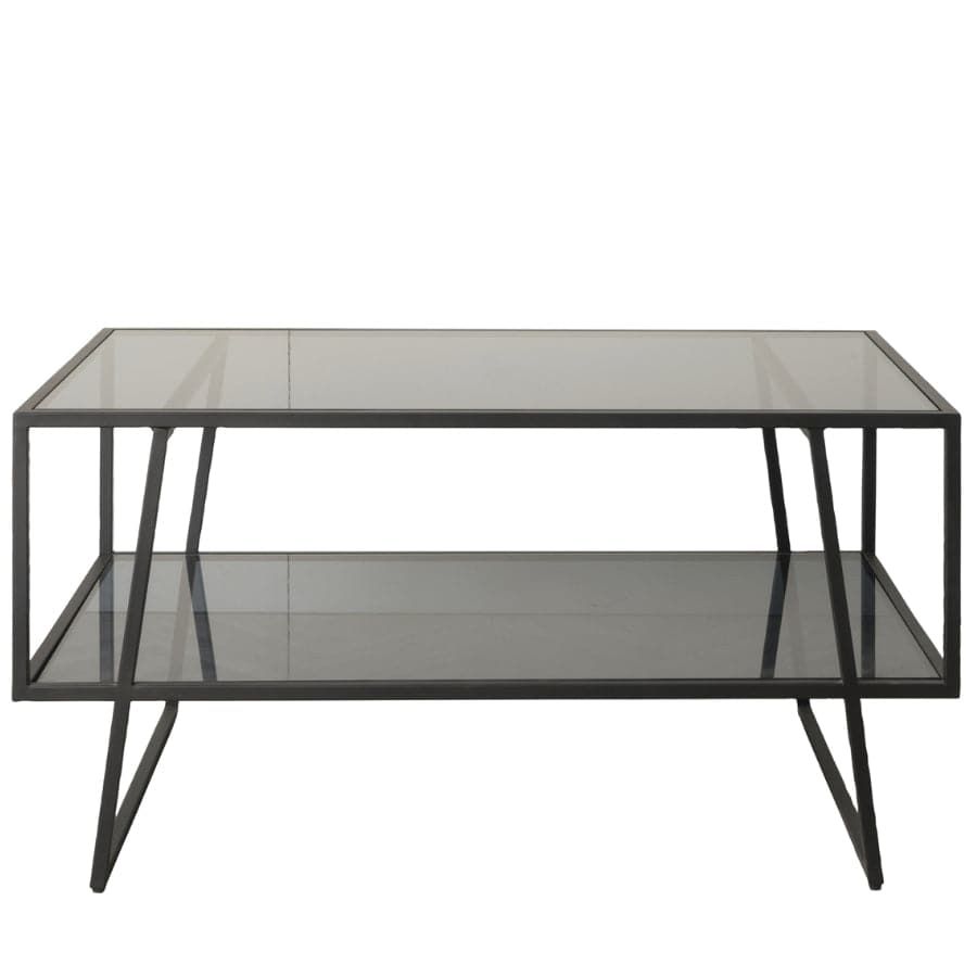 Industrial Angular Black Metal and Glass Coffee Table - The Farthing