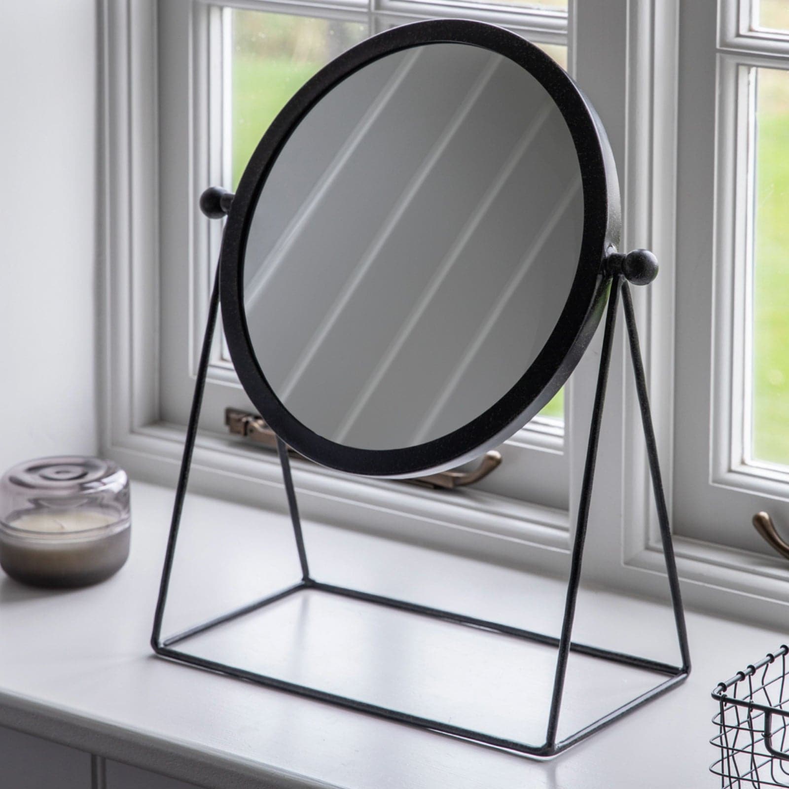Industrial Antiqued Black Table Mirror - The Farthing