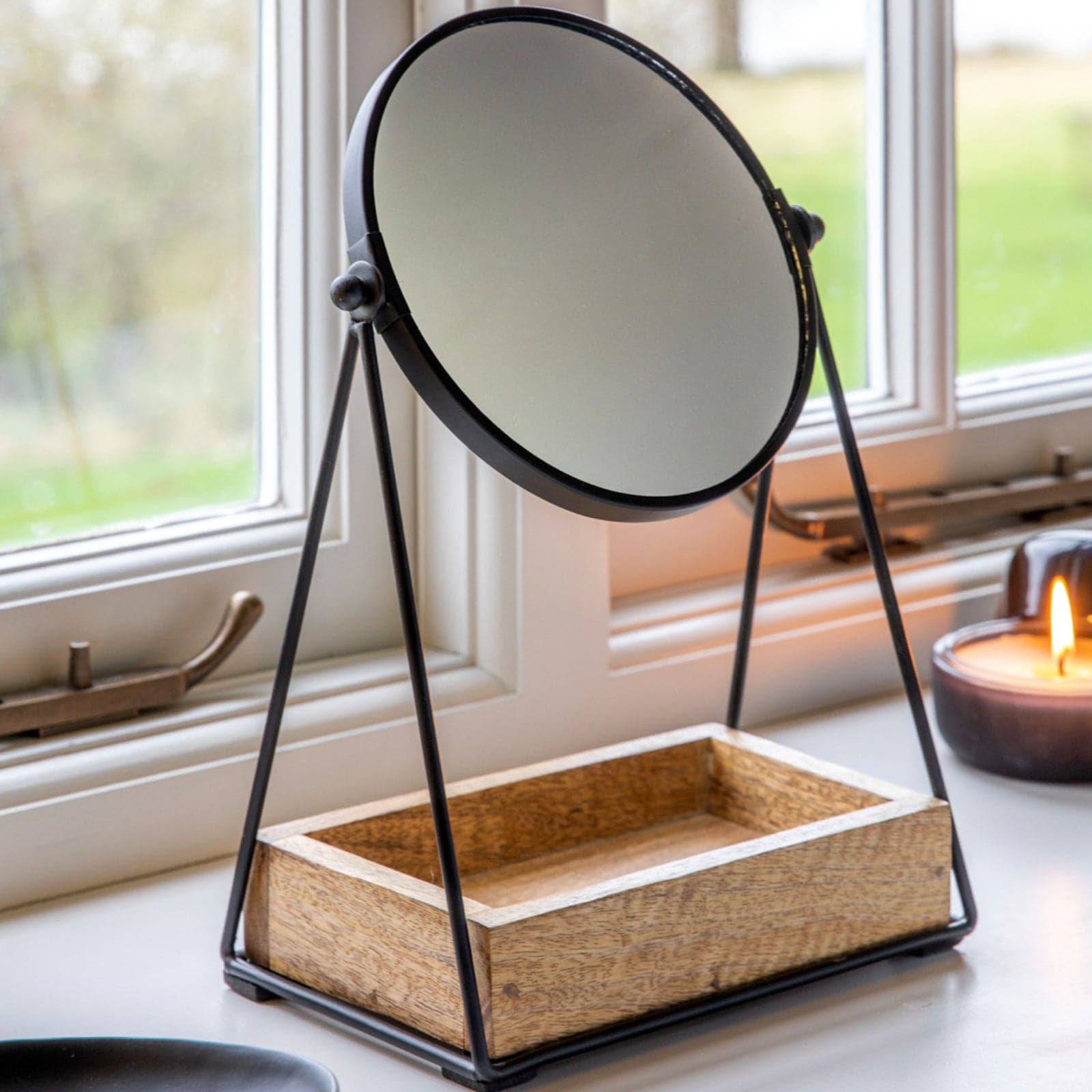Industrial Black Two Side Vanity Table Mirror - The Farthing