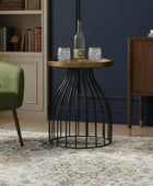 Industrial Cage Base Round Gold Topped Side Table - The Farthing