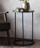 Industrial Inspired Black Round Metal Silhouette Side Table - The Farthing