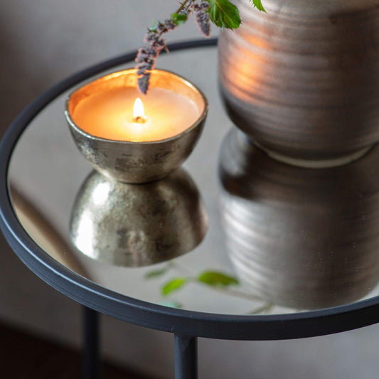 Industrial Inspired Black Round Metal Silhouette Side Table - The Farthing