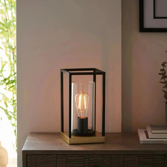 Industrial Inspired Brass Base Table Lamp - The Farthing