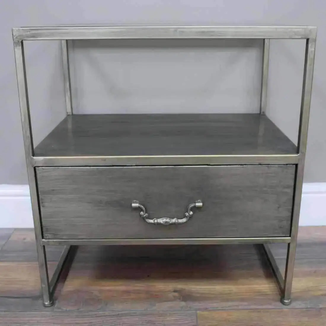 Industrial Inspired Side Table with Glass Top - The Farthing