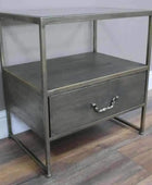 Industrial Inspired Side Table with Glass Top - The Farthing