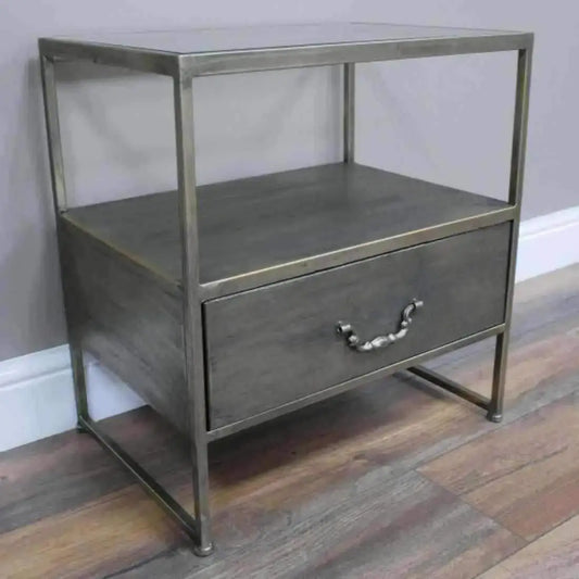 Industrial Inspired Side Table with Glass Top - The Farthing