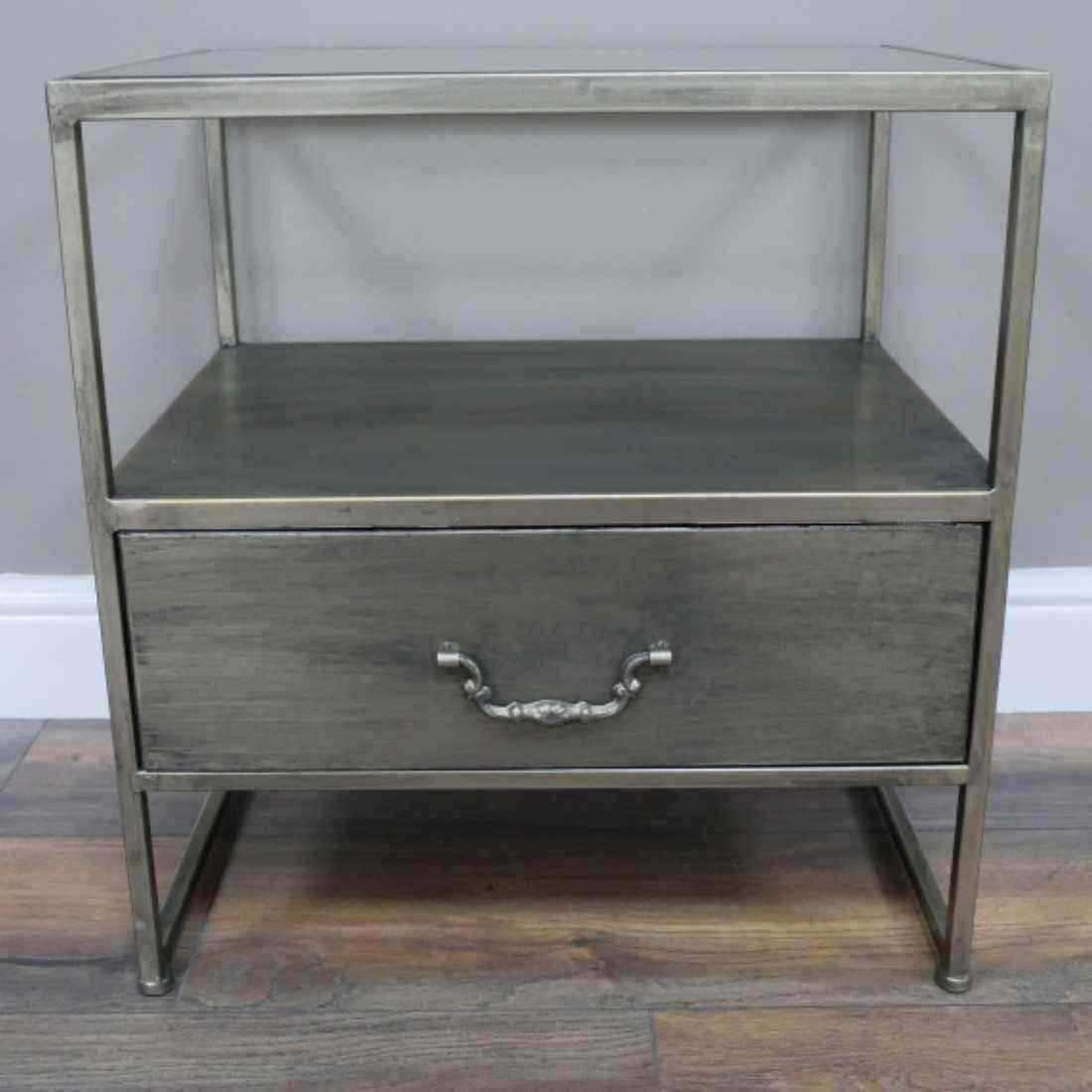 Industrial Inspired Side Table with Glass Top - The Farthing