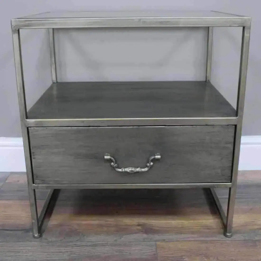 Industrial Inspired Side Table with Glass Top - The Farthing