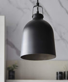 Industrial Matt Black Metal Dome Pendant Light - The Farthing