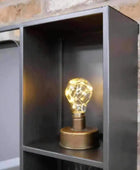 Industrial Portrait Mirror with Side Storage Shelves - The Farthing