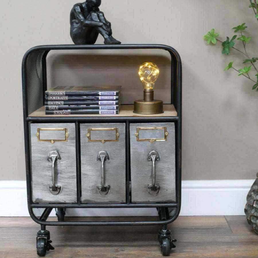 Industrial Pull Out Drawer Side Cabinet - The Farthing