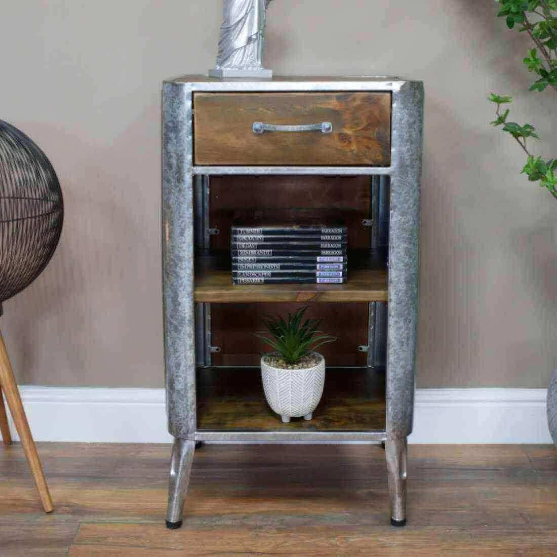 Industrial Rounded Edge Croft Shelf Side Table - The Farthing