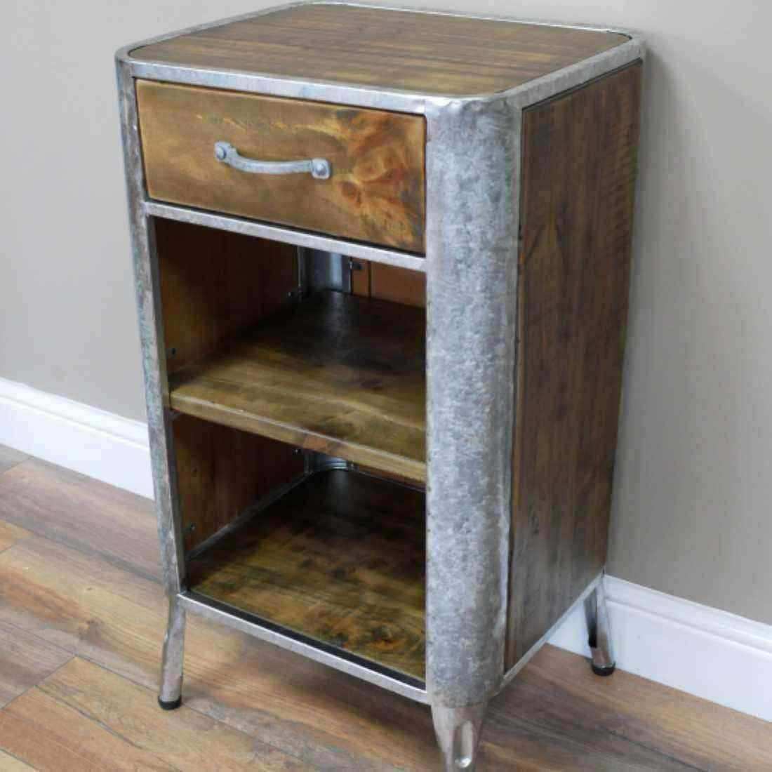 Industrial Rounded Edge Croft Shelf Side Table - The Farthing