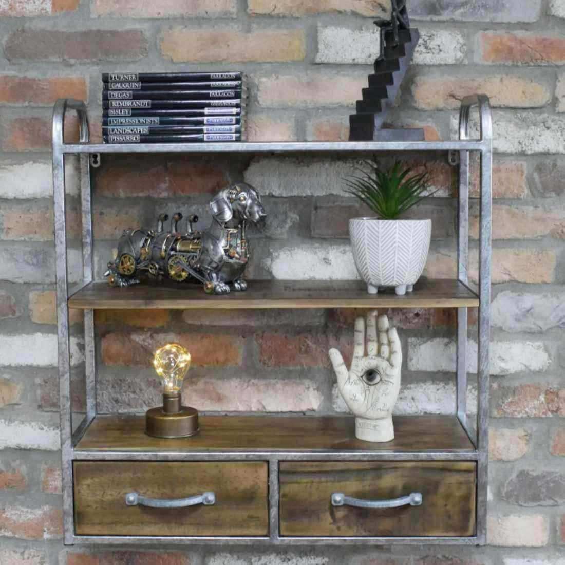 Industrial Rounded Top Croft Shelf with Drawers - The Farthing