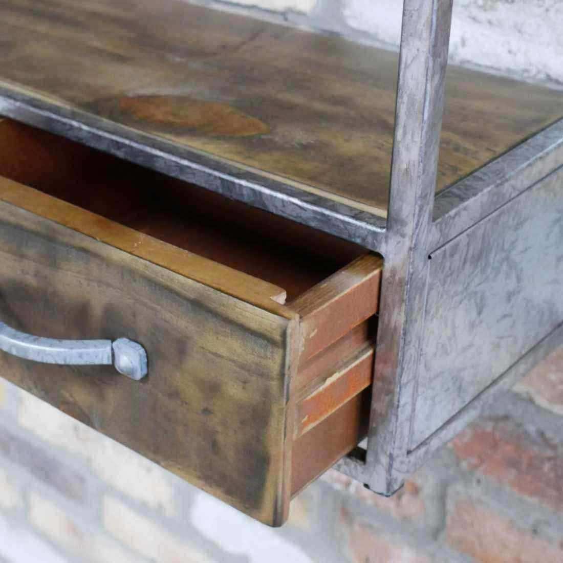 Industrial Rounded Top Croft Shelf with Drawers - The Farthing