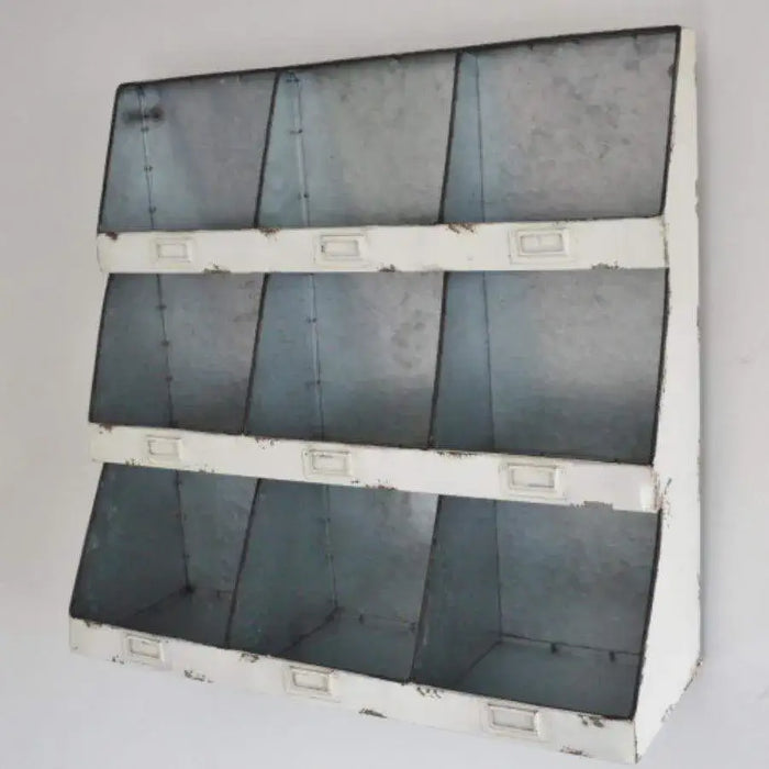 Industrial Styled Metal Cubby Hole Storage Unit