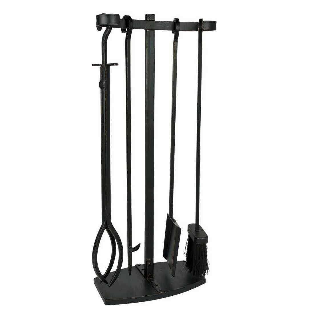 Industrial Styled Tall Fireside Companion Set - The Farthing