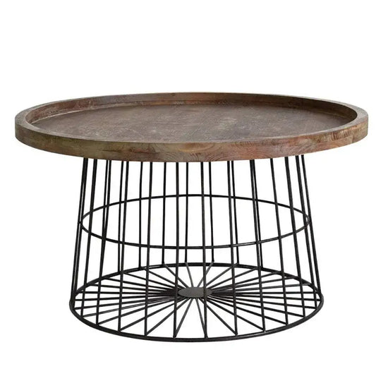 Industrial Wire and Wood Coffee Table - The Farthing