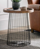 Industrial Wire and Wood Side Table - The Farthing