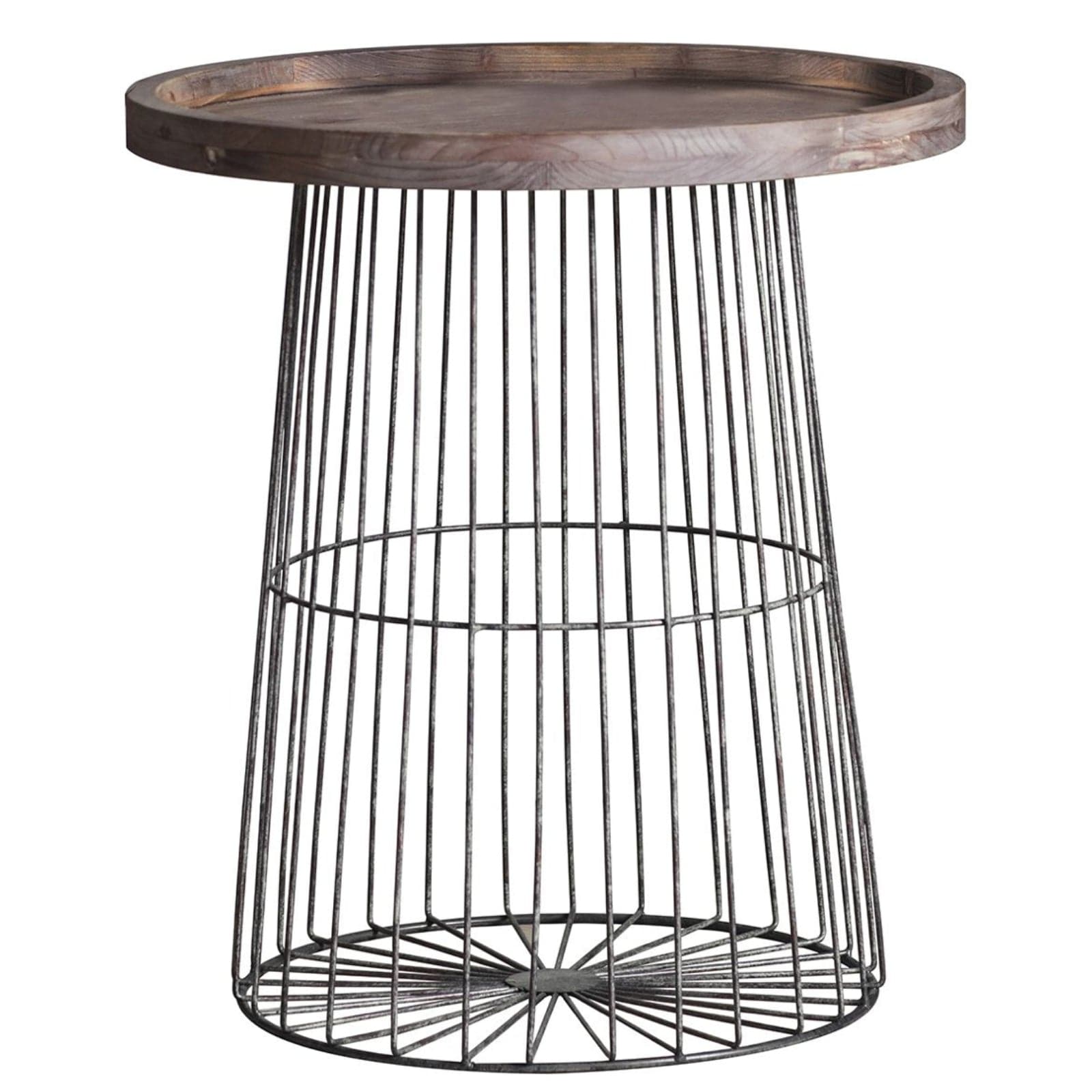 Industrial Wire and Wood Side Table - The Farthing