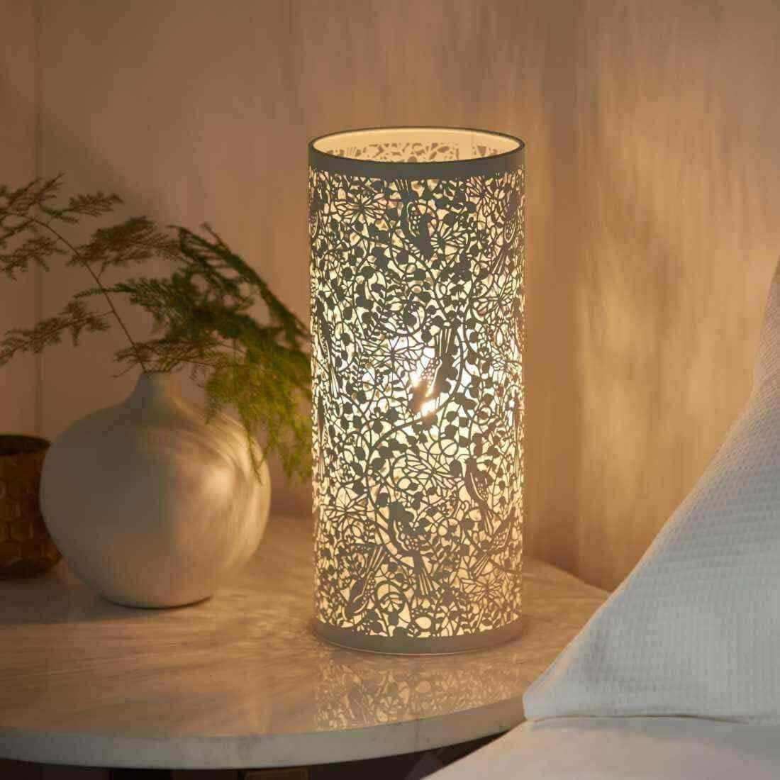 Ivory Cutout Filigree Patterned Table Light - The Farthing