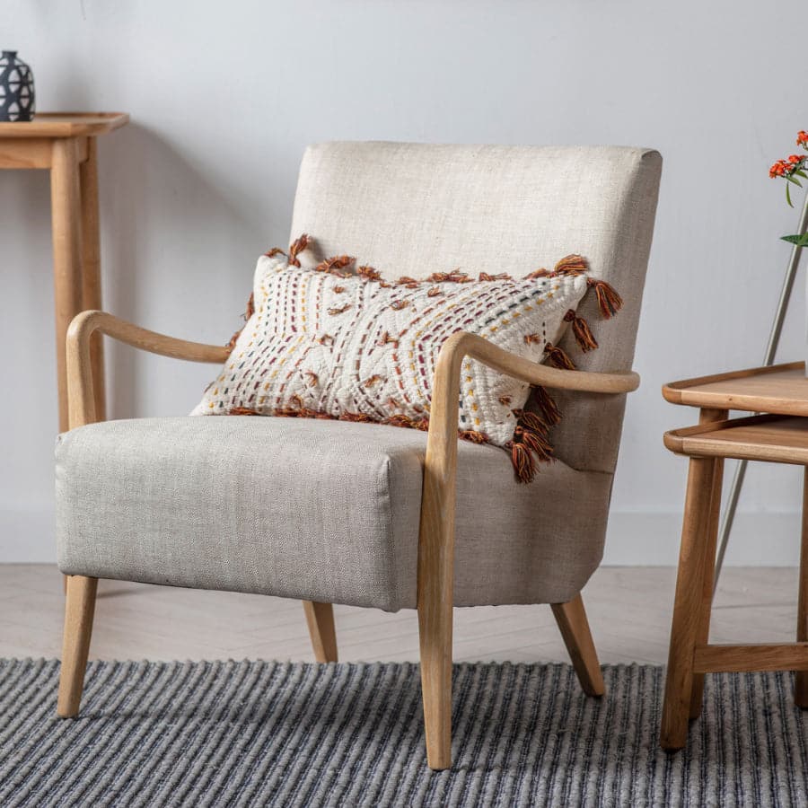 James Natural Linen and Oak Wood Arm Chair - The Farthing
