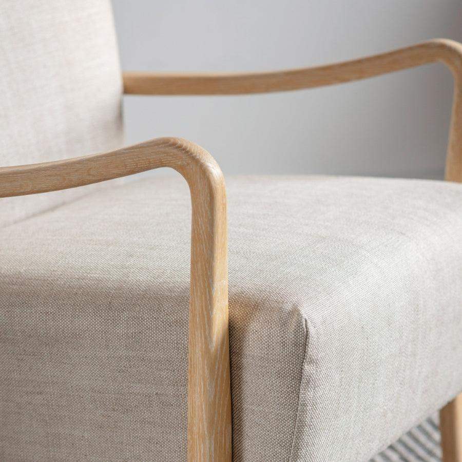 James Natural Linen and Oak Wood Arm Chair - The Farthing