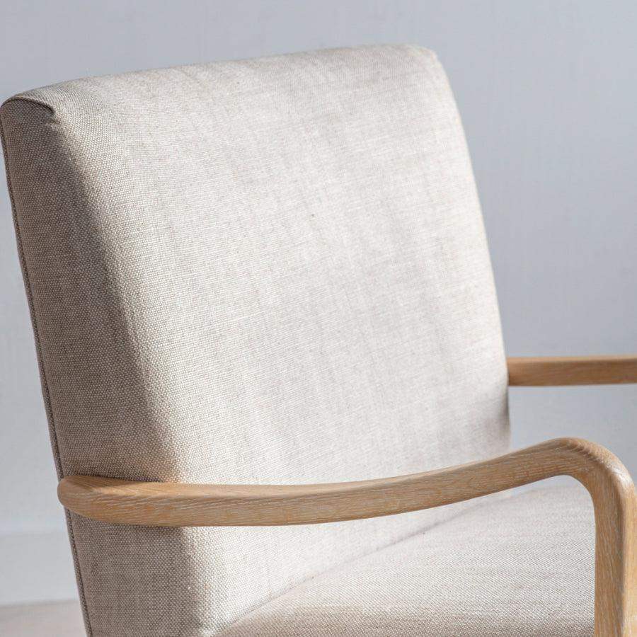 James Natural Linen and Oak Wood Arm Chair - The Farthing