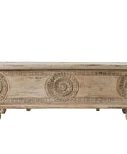 Kaas Carved Mango Wood Storage Table Bench - The Farthing