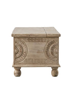 Kaas Carved Mango Wood Storage Table Bench - The Farthing