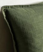 Khaki Green linen Square Cushion - The Farthing
